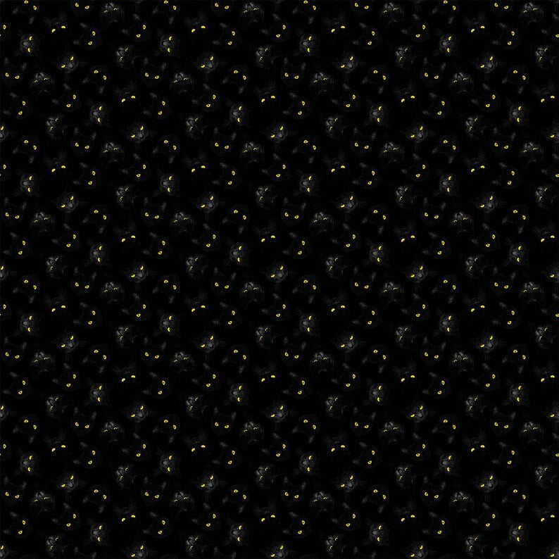 Quilt Kit 58"x68", Hallow's Eve fabrics by Northcott fabrics Bed Gift Quilt Black Cats Pumpkins Spooky Halloween Bats