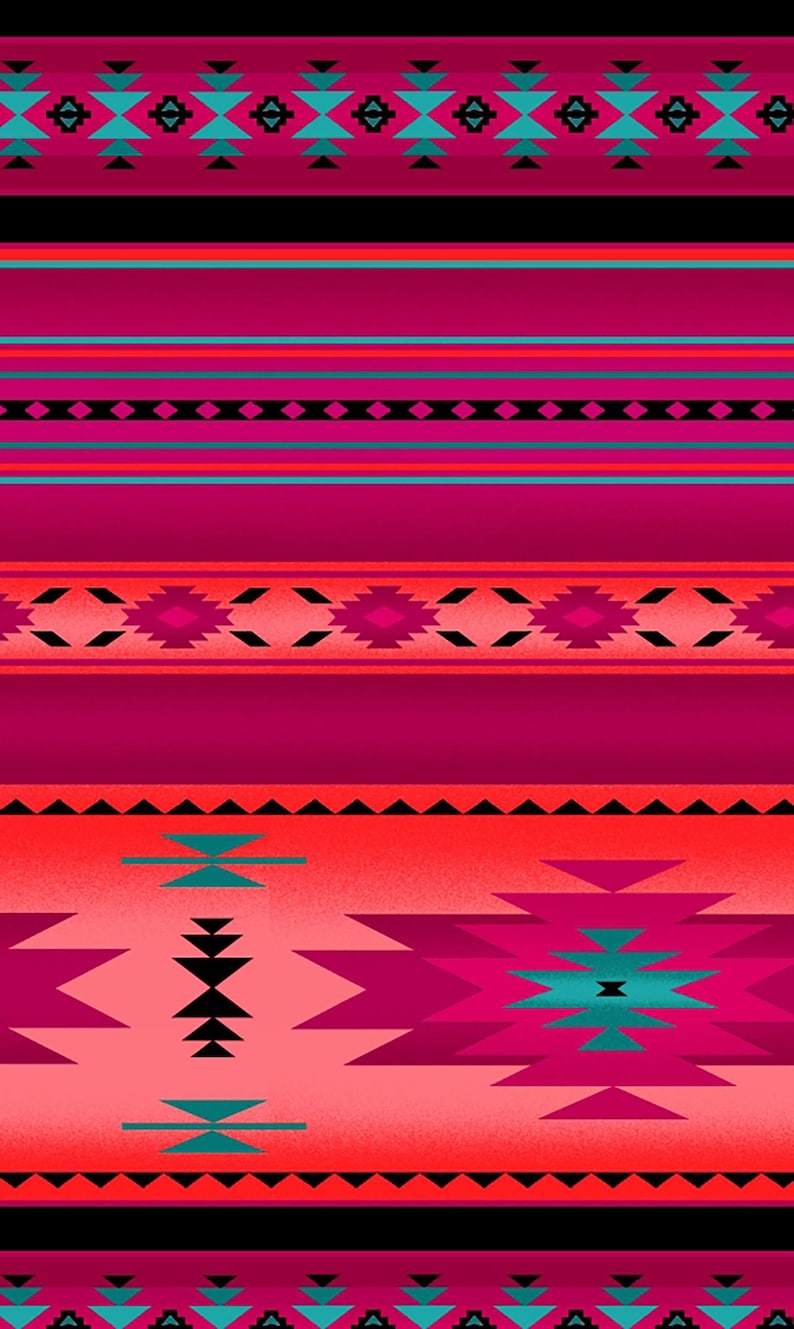 Native Indigenous Fabric 1/2 Yard, 201-Pink by Elizabeth's Studio, Indigenous Quilt Blanket Wall Hanging Runner Ribbon Skirt