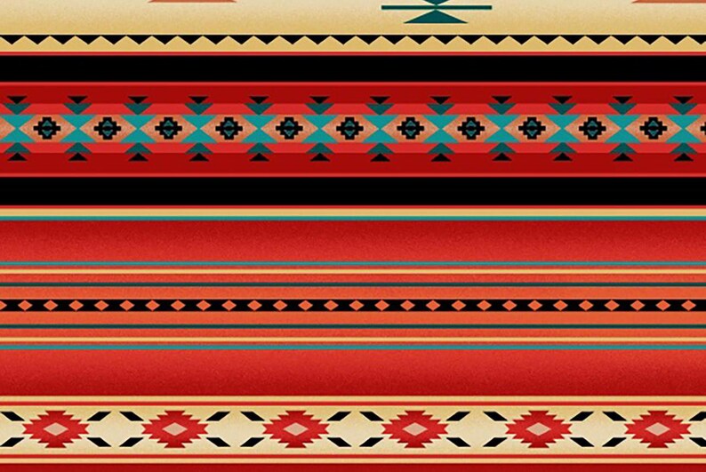 Native Indigenous Fabric 1/2 Yard, 201-Red by Elizabeth's Studio, Indigenous Quilt Blanket Wall Hanging Runner Ribbon Skirt