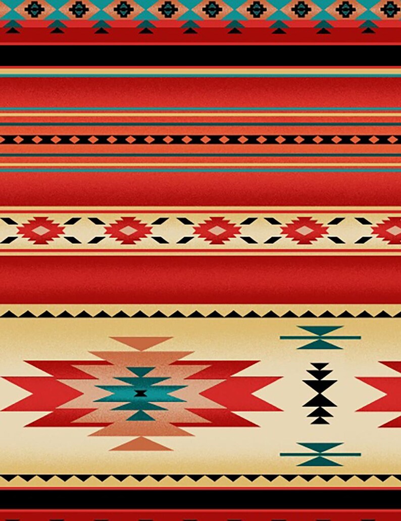 Native Indigenous Fabric 1/2 Yard, 201-Red by Elizabeth's Studio, Indigenous Quilt Blanket Wall Hanging Runner Ribbon Skirt