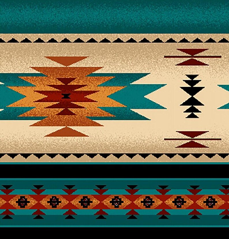 Native Indigenous Fabric 1/2 Yard, 201-Turquoise by Elizabeth's Studio, Indigenous Quilt Blanket Wall Hanging Runner Ribbon Skirt