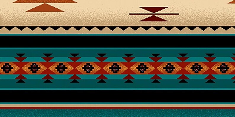 Native Indigenous Fabric 1/2 Yard, 201-Turquoise by Elizabeth's Studio, Indigenous Quilt Blanket Wall Hanging Runner Ribbon Skirt