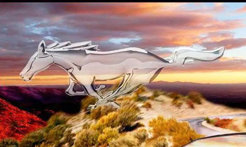 RARE Ford Mustang Fabric Panel 43"x36", Sykel Enterprises Fabric Panel, Black Ford Mustang Quilt, Ford Mustang Wall Hanging