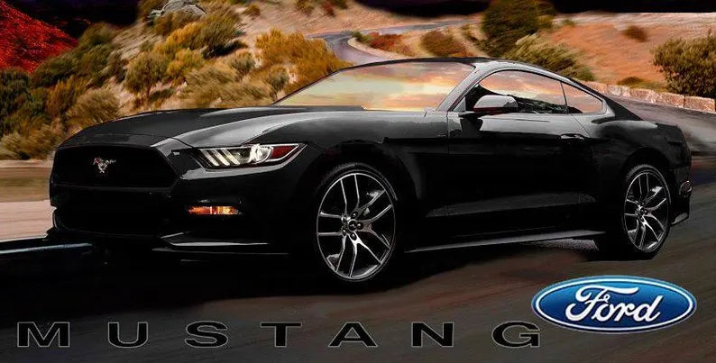 RARE Ford Mustang Fabric Panel 43"x36", Sykel Enterprises Fabric Panel, Black Ford Mustang Quilt, Ford Mustang Wall Hanging
