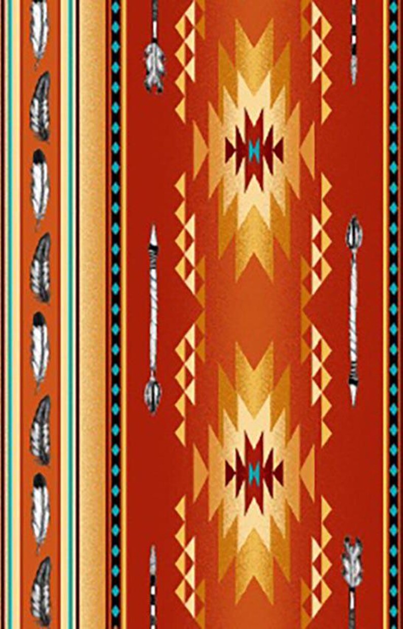 Native Indigenous Fabric 1/2 Yard,530-Terracotta by Elizabeth's Studio, Indigenous Quilt Blanket Wall Hanging Runner Ribbon Skirt