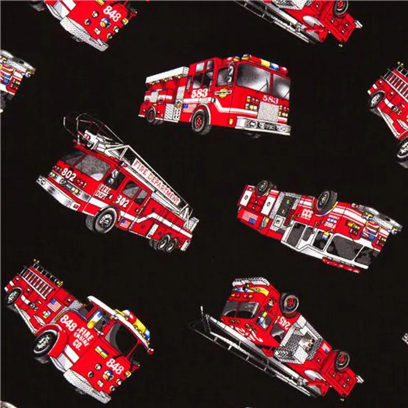 Firetruck Fabric Fabric Sold by the Half Yard, C5504 By Timeless Treasures, Firetruck Vehicles Bed Gift Quilt Wall Hanging Placemats