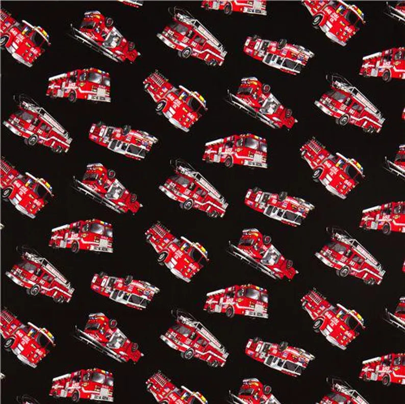 Firetruck Fabric Fabric Sold by the Half Yard, C5504 By Timeless Treasures, Firetruck Vehicles Bed Gift Quilt Wall Hanging Placemats