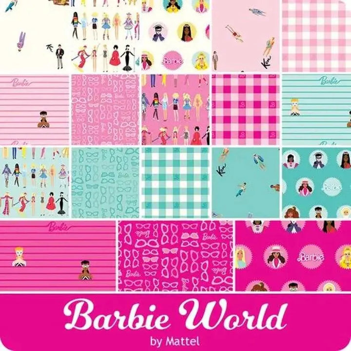 Barbie World Fabric Stackers 10"x10", by Riley Blake, 42 Precut Ten Inch Pieces, Barbie Gift Bed Quilt RARE Discontinued, Gift Quilt Runner