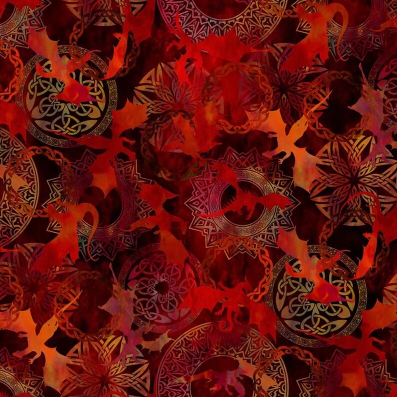 Dragons Red Quilt Kit 76"x92", using In the Beginning Fabrics, Dragon Gift Bed Quilt Lap Twin Double Queen