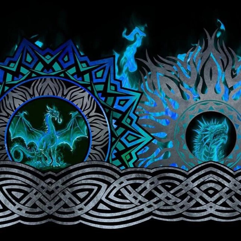 Dragons Blue Quilt Kit 76"x92", using In the Beginning Fabrics, Dragon Gift Bed Quilt Lap Twin Double Queen